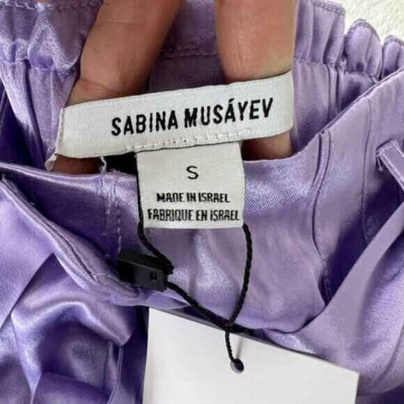 Brand New Sabina Musayev Women's Small Lilac Purple James Shorts Belted Satin - Picture 12 of 16